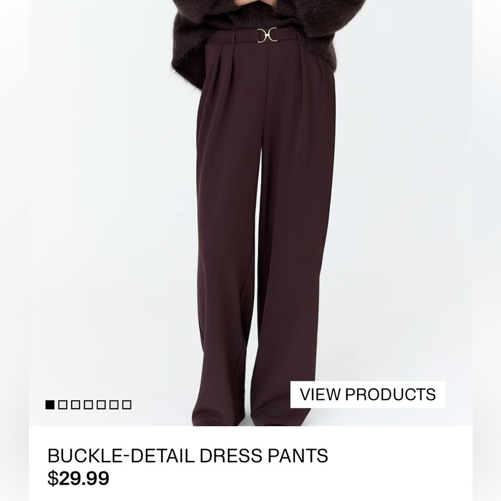 Buckle-Detail Dress Pants in Dark Brown/ burgundy